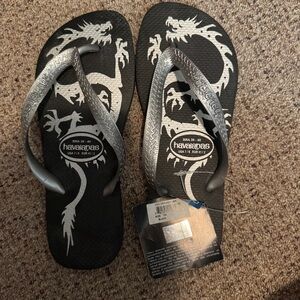 Havaianas Black and Silver Dragon Flip Flops